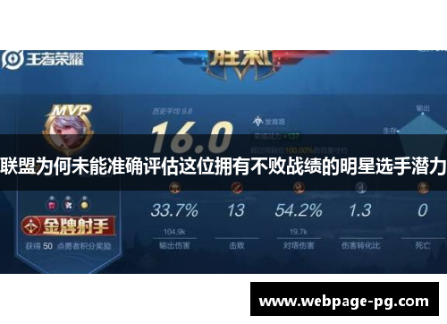 联盟为何未能准确评估这位拥有不败战绩的明星选手潜力