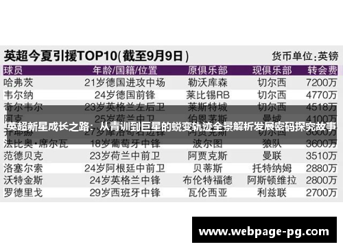 英超新星成长之路：从青训到巨星的蜕变轨迹全景解析发展密码探究故事